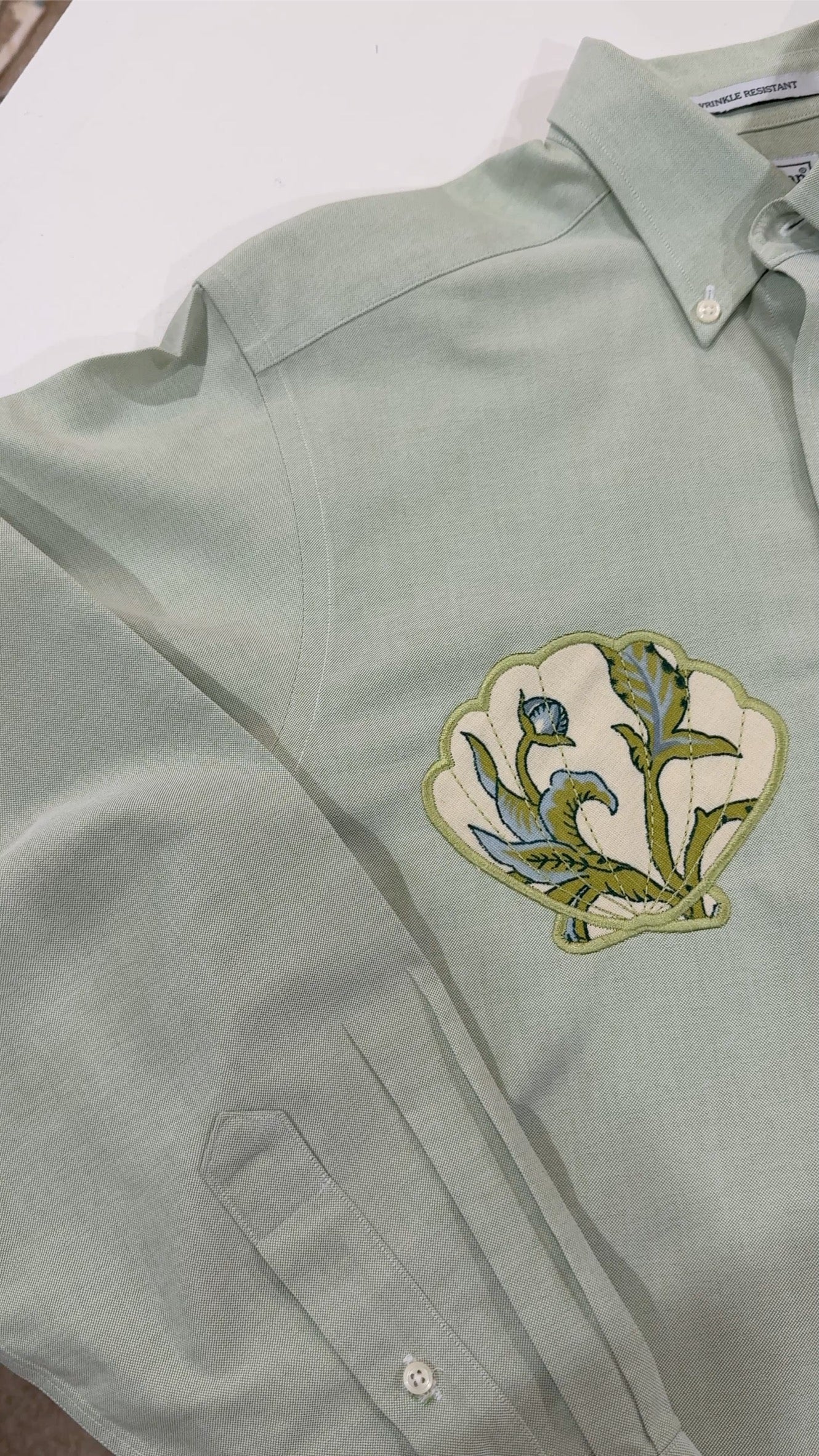Green Seashell Button Down (S)