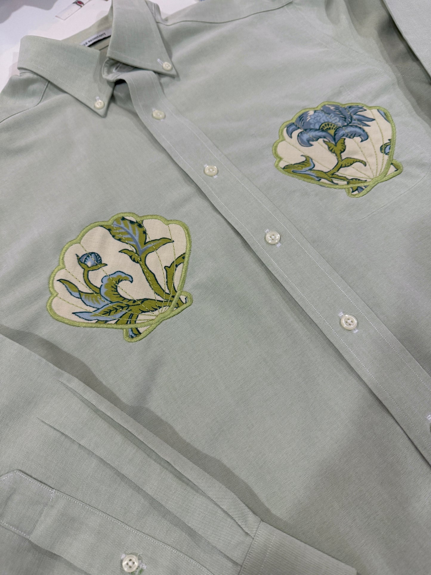 Green Seashell Button Down (S)
