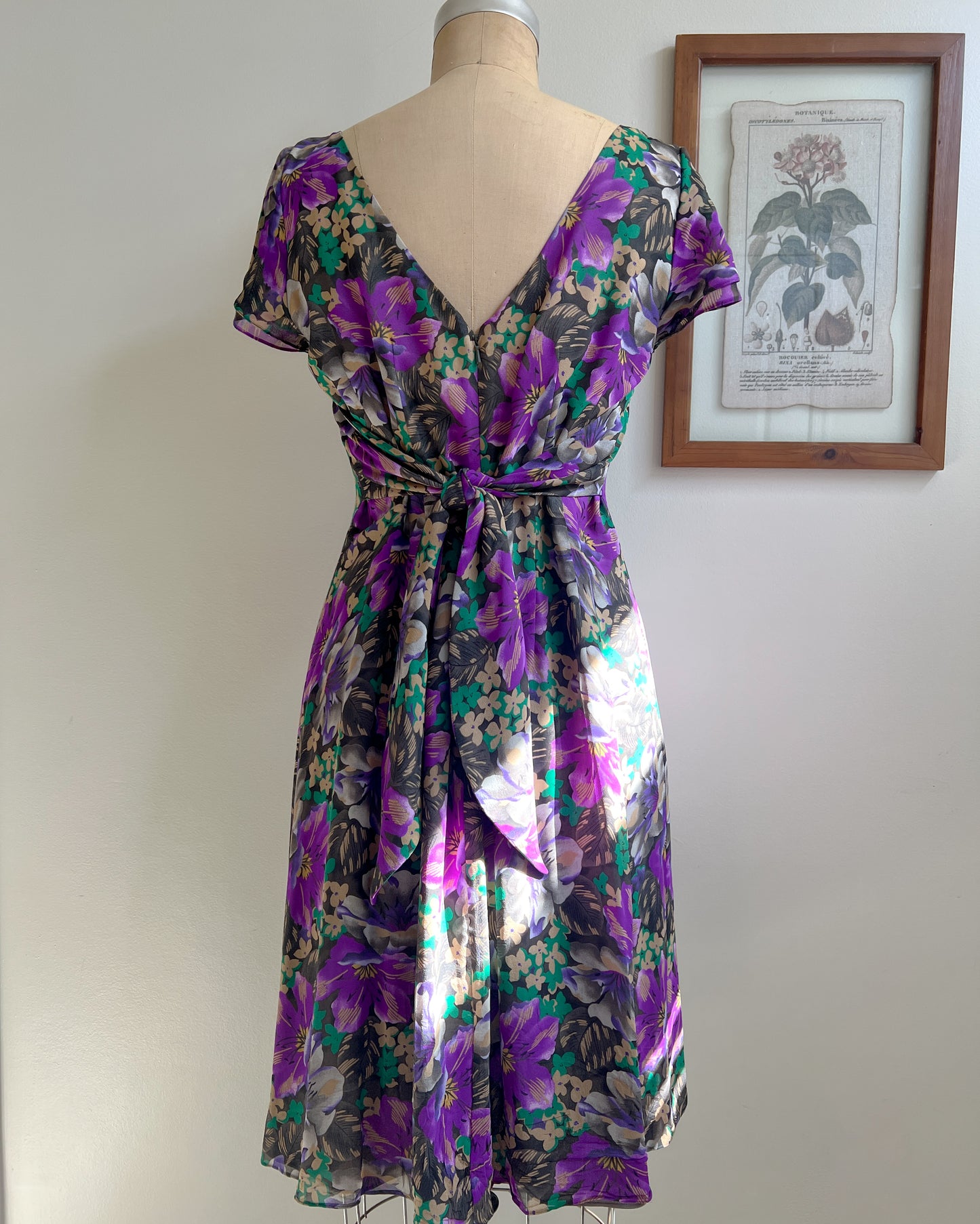 90's Silk Purple Floral Dress (M/L)