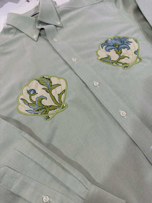 Green Seashell Button Down (S)